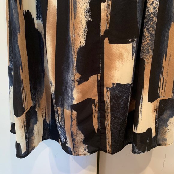 Sejour for Nordstroms off-the-shoulder blue / bronze / white boho dress (14W) - Picture 4 of 10